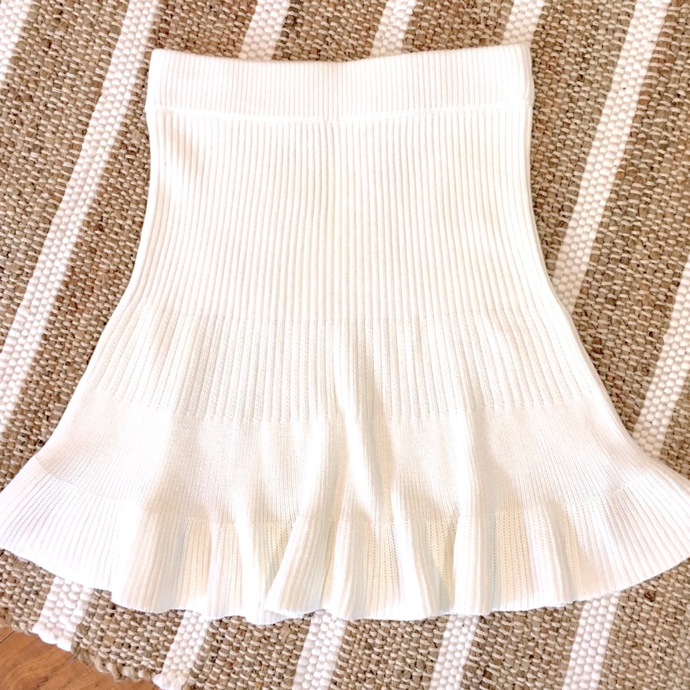 Free People white sweater ribbed cable knit skirt small